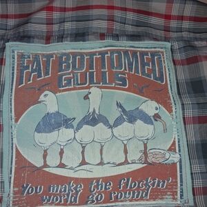 Fat Bottomed Gulls Graphic Kids Shorts - Blue & Red Plaid